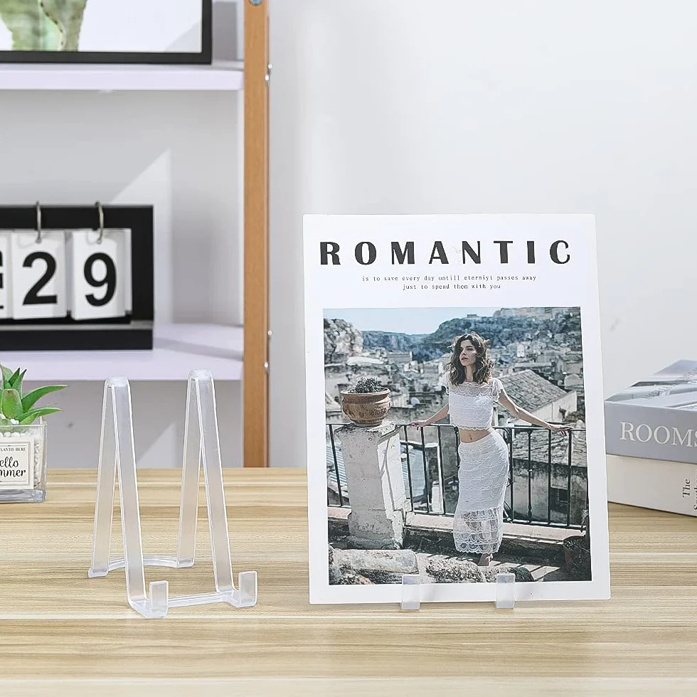 Supporti per Piatti da Esposizione - Cavalletti in Plastica per Piatti Decorativi, Cornici Foto, Dischi in Vinile e Tablet - Ideali per Arte da Tavolo - Altezza 15,2 cm - Trasparente (6 Pezzi)