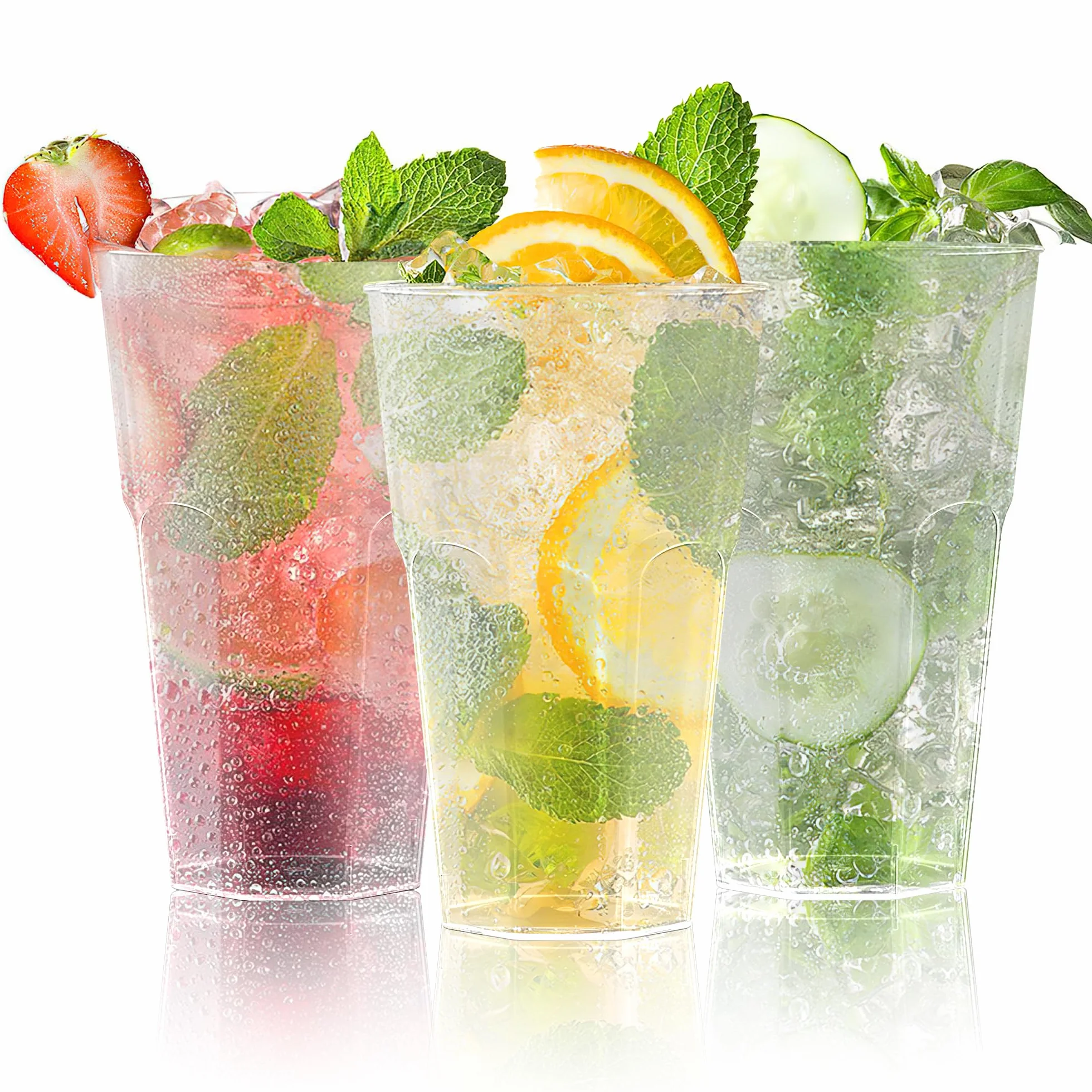 AOLUXLM Set di 50 Bicchieri Plastica Riutilizzabili, 400 ml, per Feste, Compleanni, Matrimoni