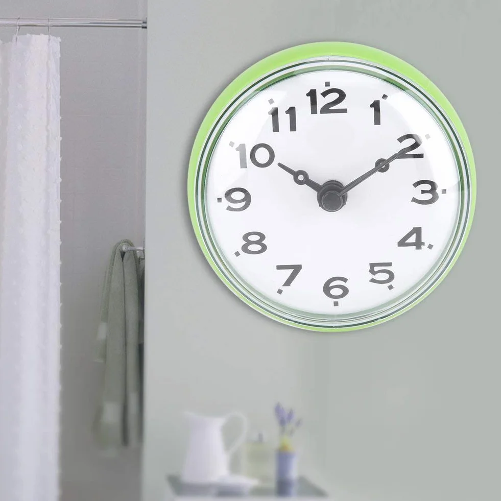 Yosoo Impermeabile orologio con ventosa doccia tondo orologio quadrante digitale per bagno doccia bagno di Arabica banduhr montaggio a parete, verde