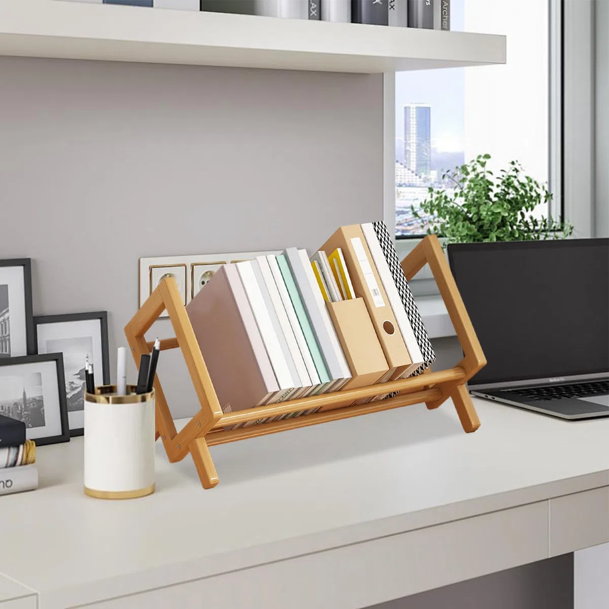 Generico Organizzatore da scaffale per scrivania - Scaffale per libreria da banco inclinabile | da scrivania e organizer da per forniture di libri, ufficio, casa, studio, moderno espositore