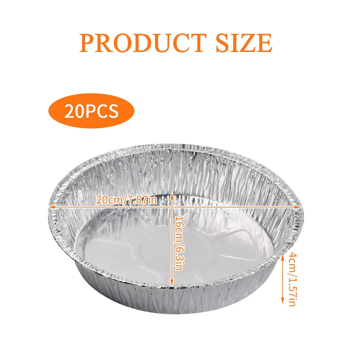 20 Teglie Rotonde in Alluminio 8 Pollici - Vaschette Usa e Getta per Cuocere Torte - Padelle per Forno - Pentole Rotonde