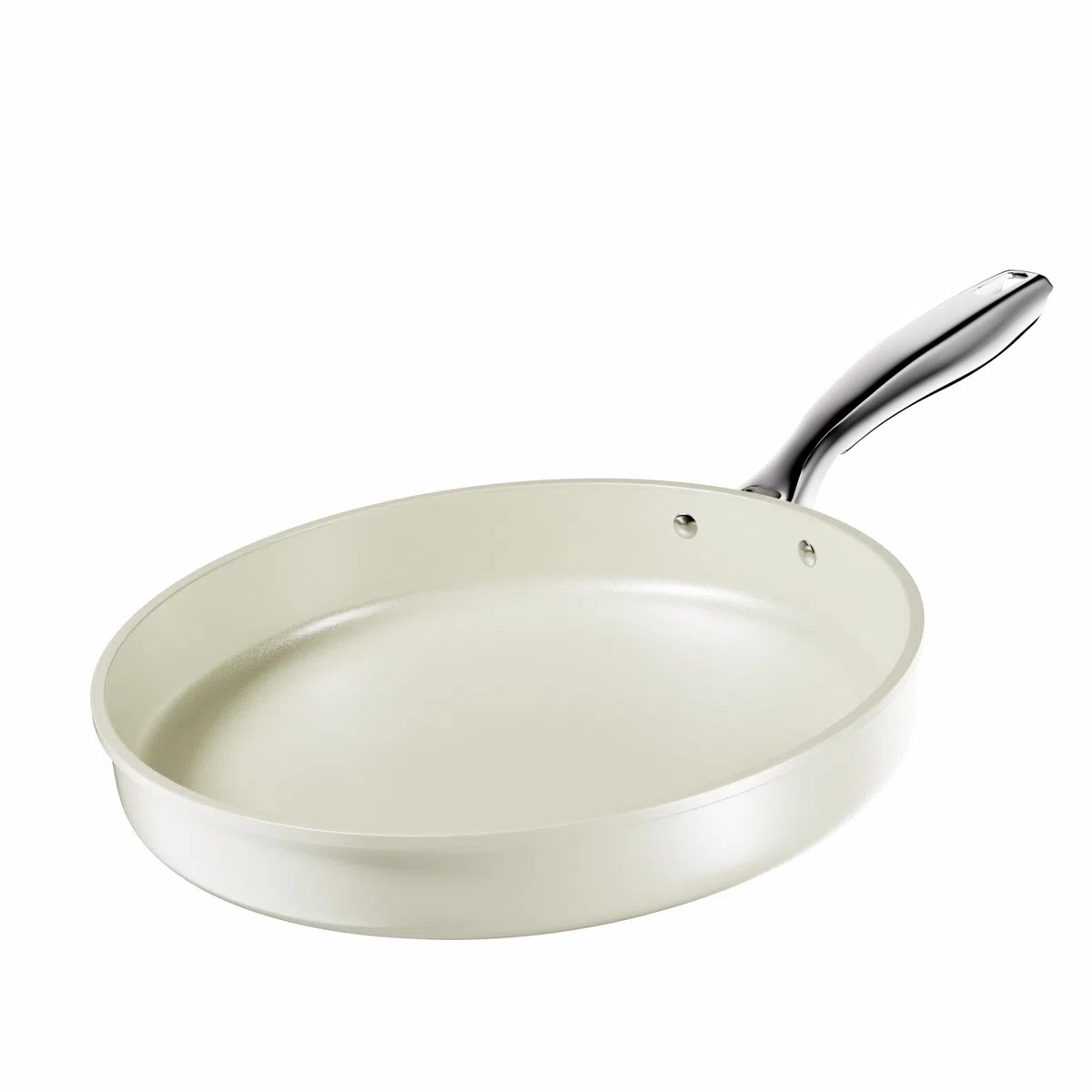 Padella Antiaderente 28cm, Resistente ai Graffi Grande Padelle in Ceramica, Compatibile con Induzione,Lavabile in Lavastoviglie, Senza PFOA e PTFE, Bianco Latte