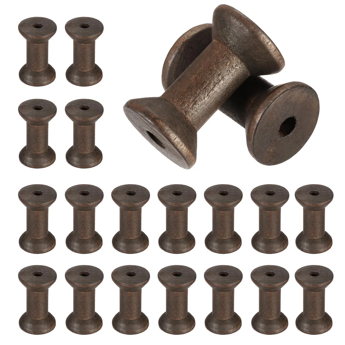 QUARKZMAN 20 PCS Bobine in Legno per Artigianato, 2"/50 mm Bobine in Legno Vuote Non Finite Bobine in Legno per Nastro per Arte, Filo Spago Nastro, DIY Artigianato Decorazione Casa (caffè)