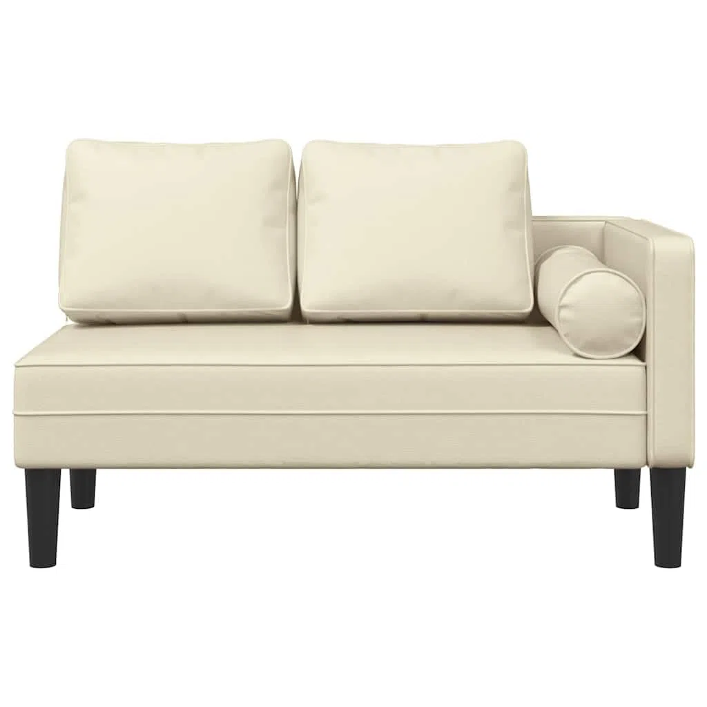 vidaXL Sdraio con Cuscini Crema in Similpelle, divano letto, divano imbottito, seduta da soggiorno, dormeuse, seduta da salotto, divano 2 posti