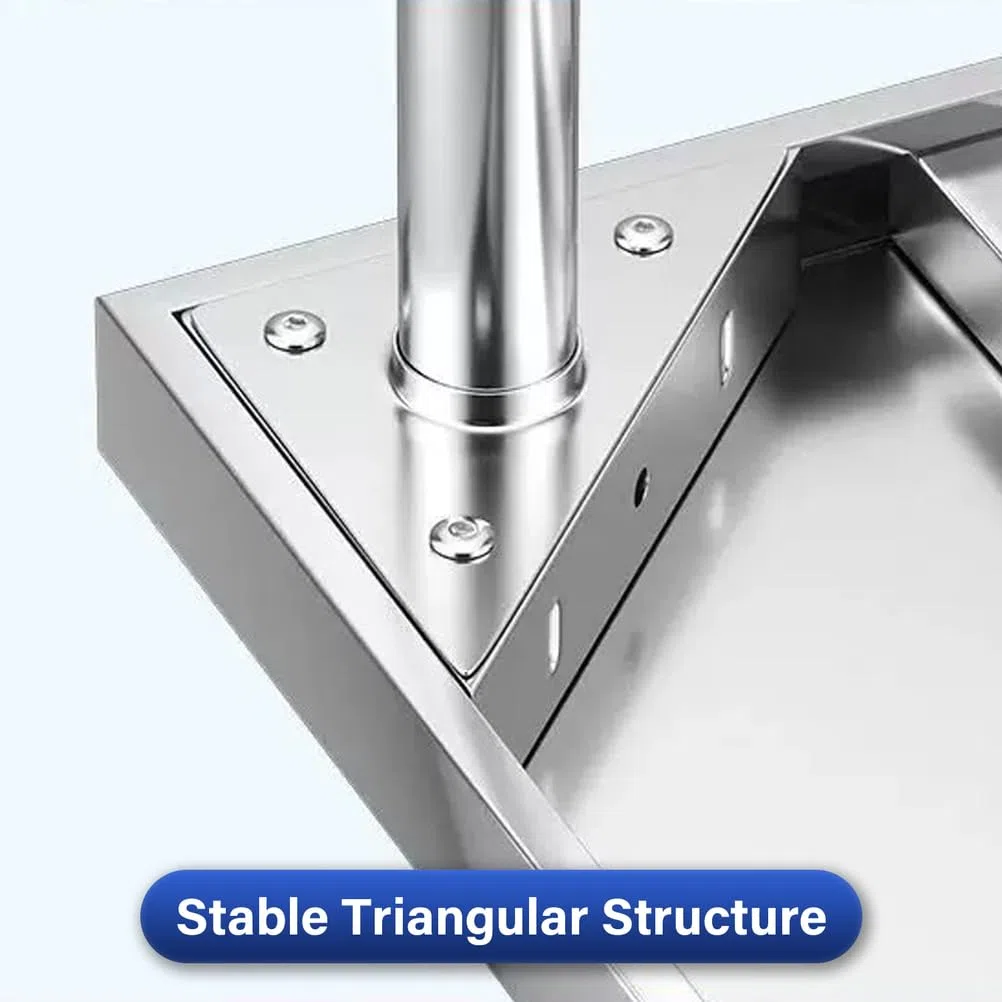 Tavolo da Lavoro Inox, 3 Ripiani, Portata 200 kg, Tavolo in Acciaio Inox Resistente per Preparazione Alimenti Banco Cucina Inox per Ristoranti Panificio Macelleria,110x60x80cm