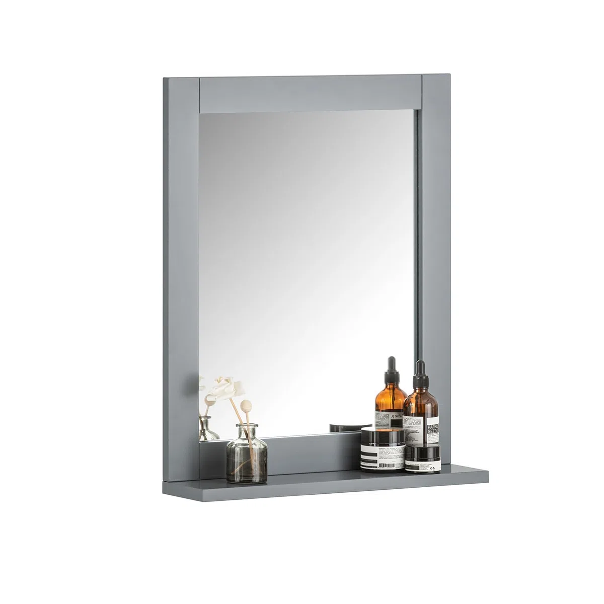 SoBuy Specchiera bagno con mensole grigio specchio L40*A50*P10 cm, FRG129-SG