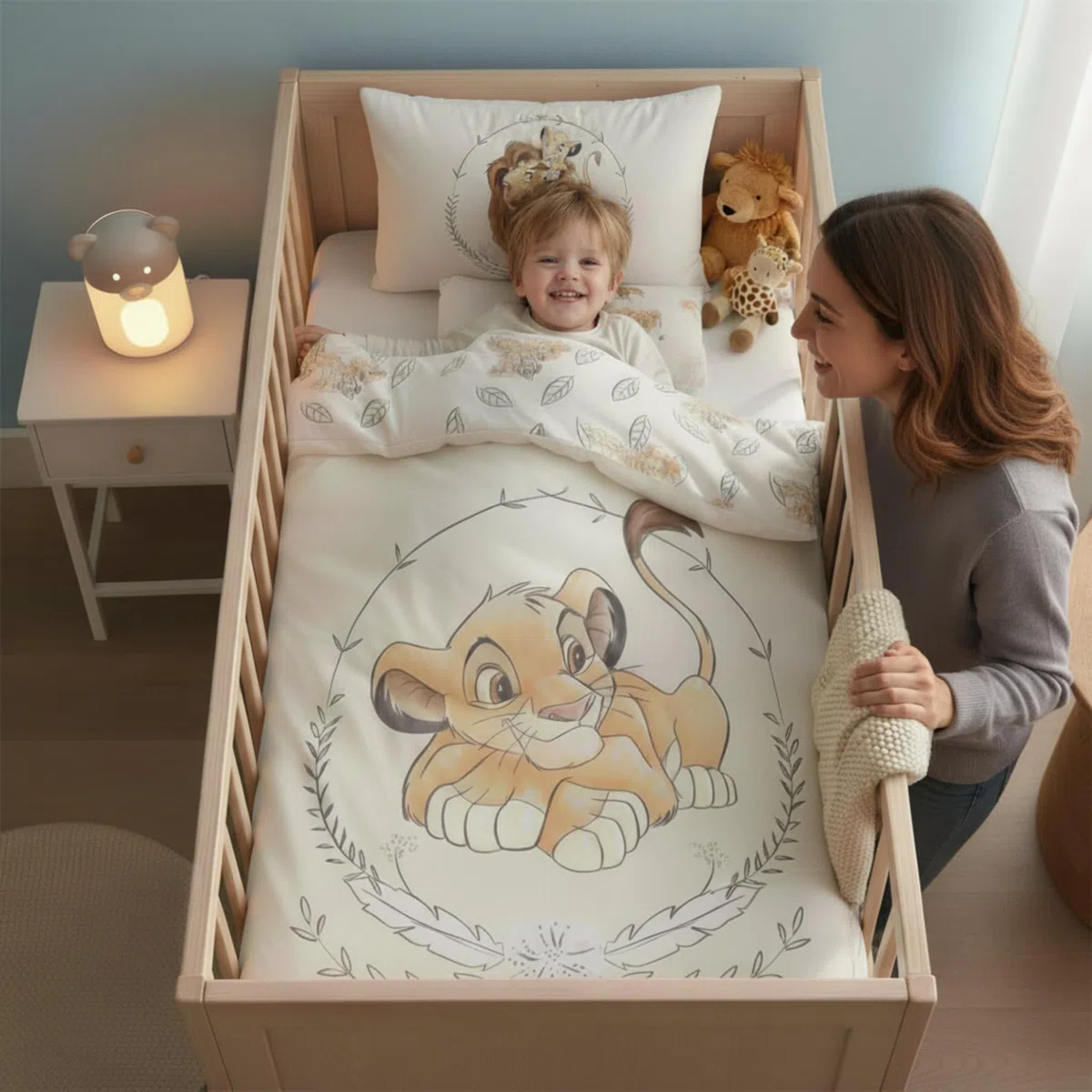 Copripiumino singolo per bambino Simba Il Re Leone 100 x 135 cm e federa 40 x 60 cm | lenzuola per materasso da 60x120 a 70x140 cm | Biancheria da letto 100% cotone