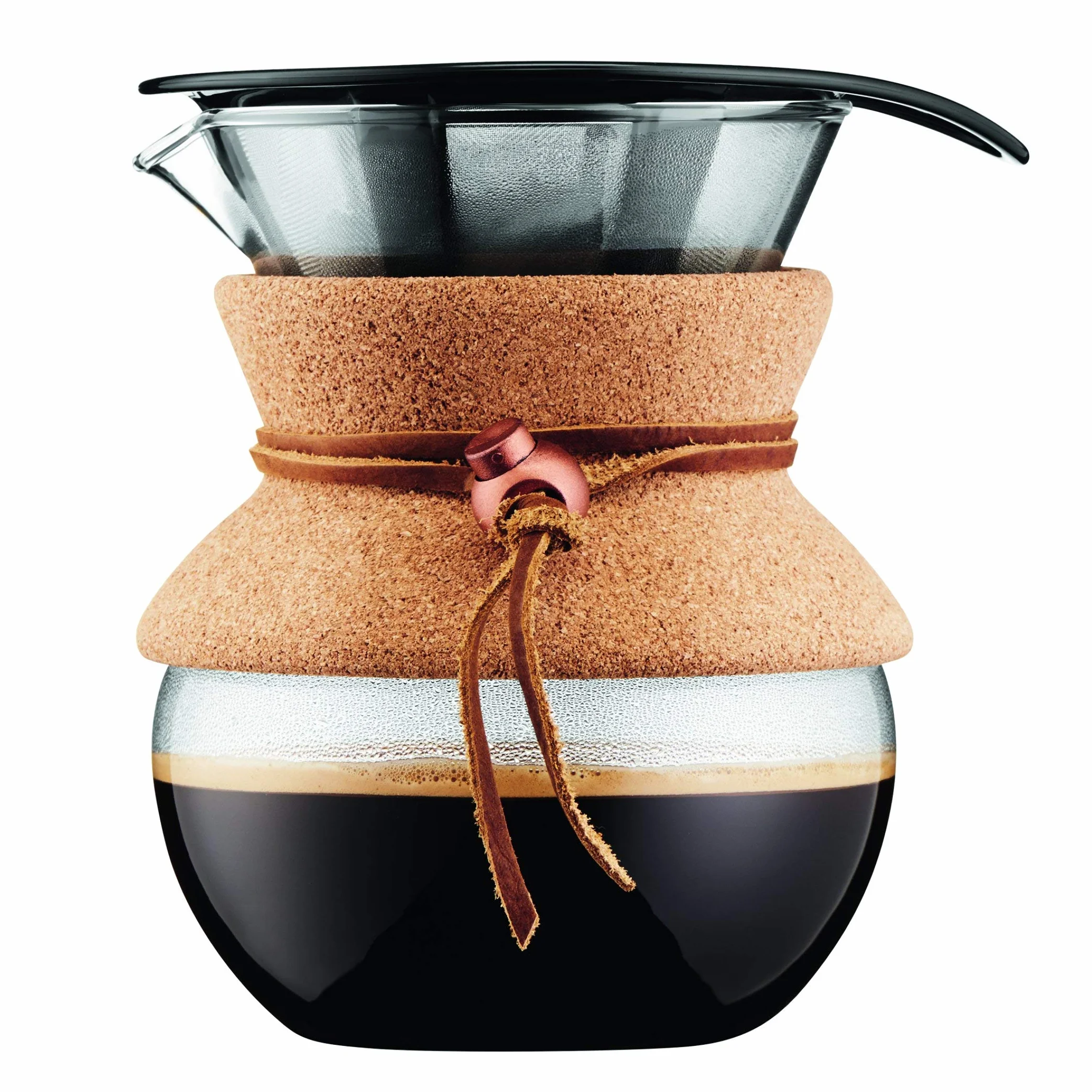 Pour over: caffettiera con filtro dorato, becco corto, 0.5 l