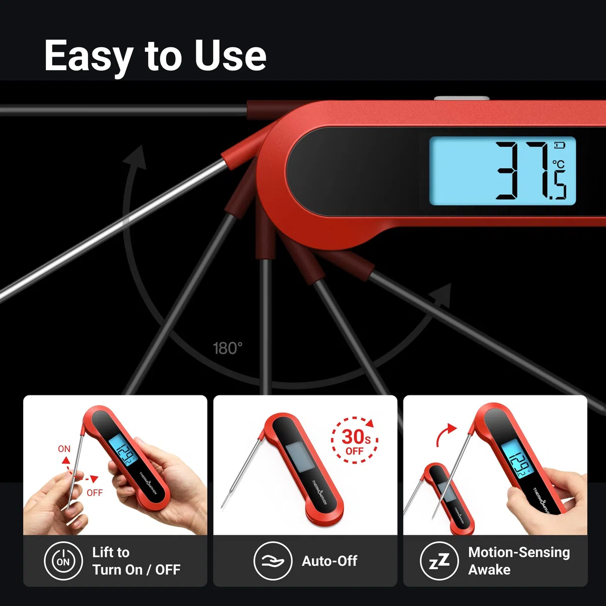ThermoMaven F1 - Termometro digitale professionale per carne, visualizzazione istantanea 0,5 s, precisione ±0,3 °C, certificato NIST & NSF, impermeabile IP67, sonda girevole a 180°, termometro per