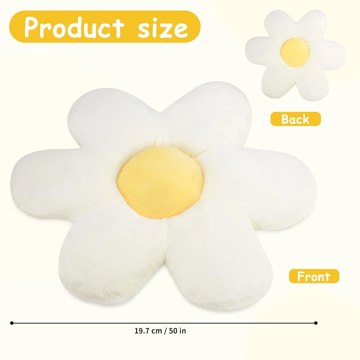 Cuscini di Fiori,Cuscini da Pavimento Fiore,Cuscino Decorativo Margherita per Cameretta Bambini per Camerette, divani, auto（bianco）