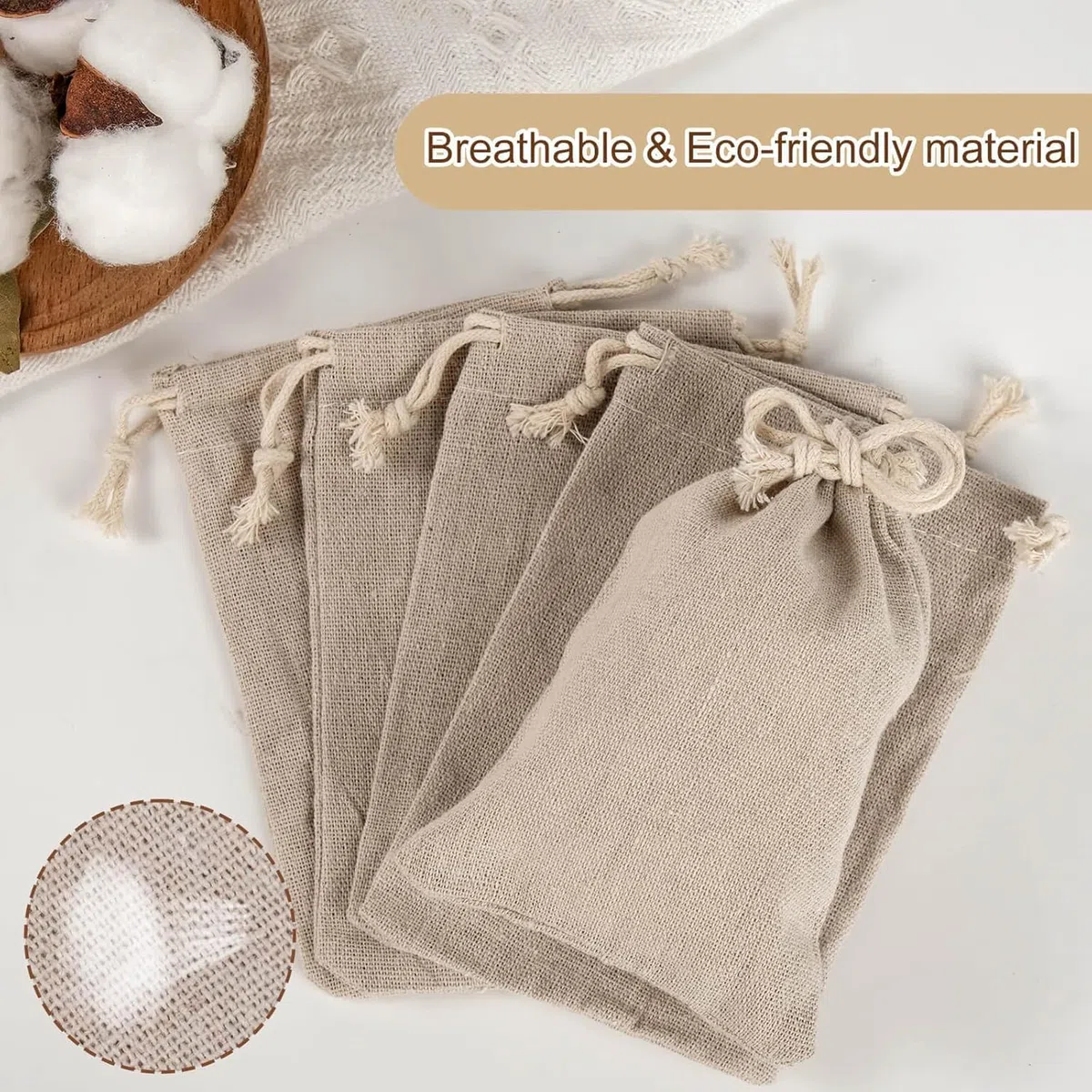 Ruby 50pcs Sacchettini Juta e Cotone - 10 X 15cm Sacchettini Stoffa,Sacchetti Regalo Tessuto Sacchetto Regalo in Juta RI.Utilizzabile Sacchettini Bomboniere Matrimonio