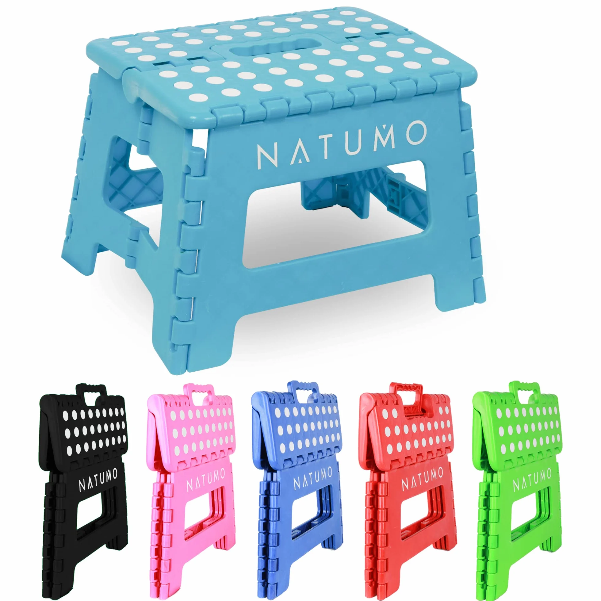 NATUMO® - Sgabello pieghevole di alta qualità, portata 150 kg, per cucina, bagno, giardino, per bambini e adulti