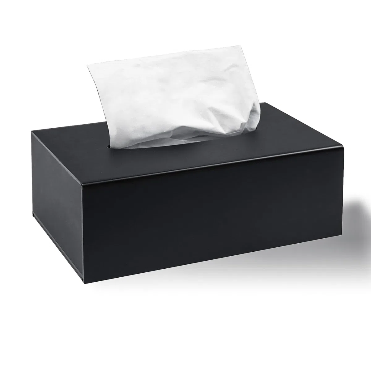 Porta Fazzoletti Rettangolare, Acrilico Carta del Tessuto Dispenser, Fondo Magnetico, 25 * 13 * 9cm Nero con Porta Scorrevole per Casa, Ufficio, Hotel