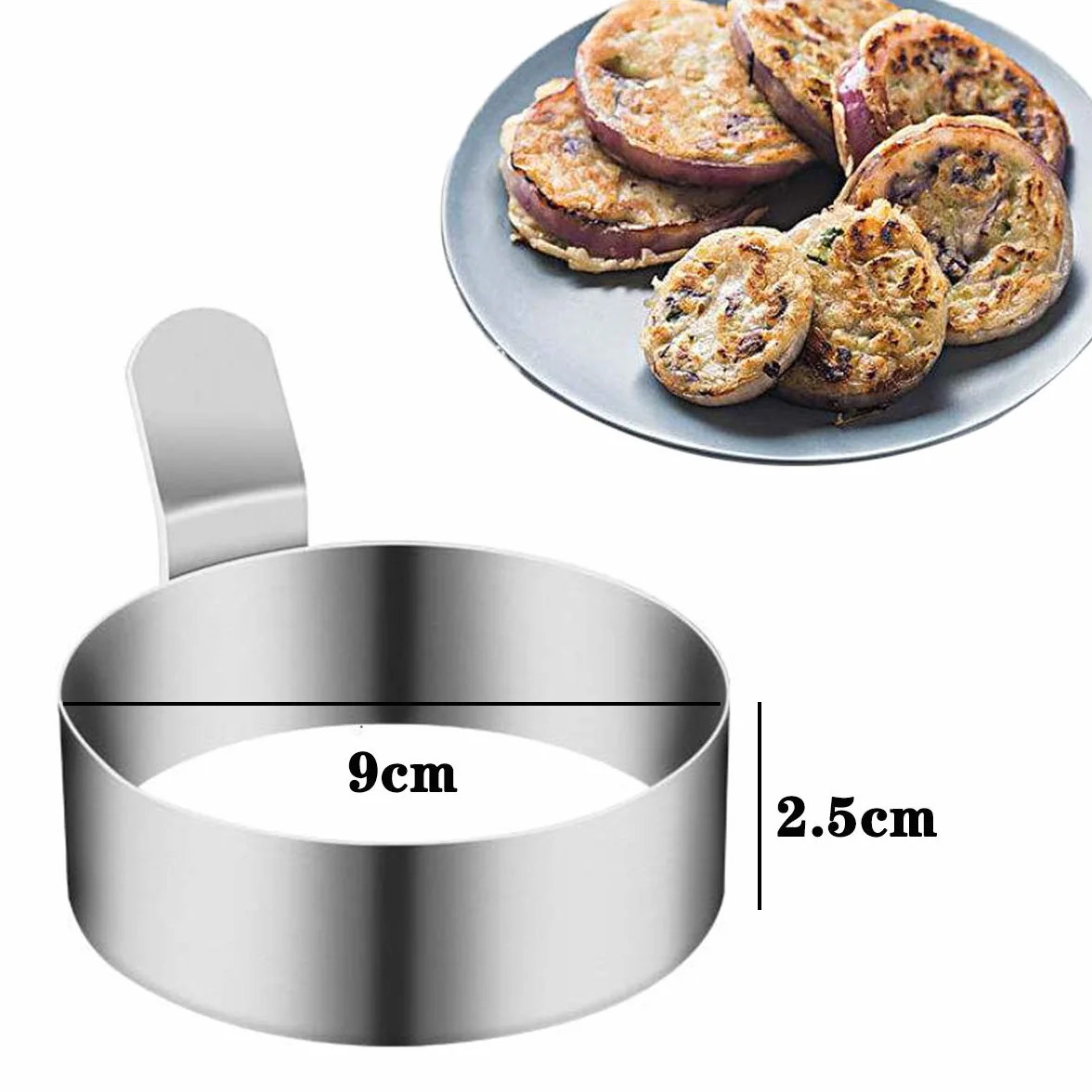 4 PZ 9cm Anello di uovo, per Cuocere Uova Fritte, Pancake, Omelette e Molto Altro Ancora, Antiaderenti(Pennello per Oliare Incluso)
