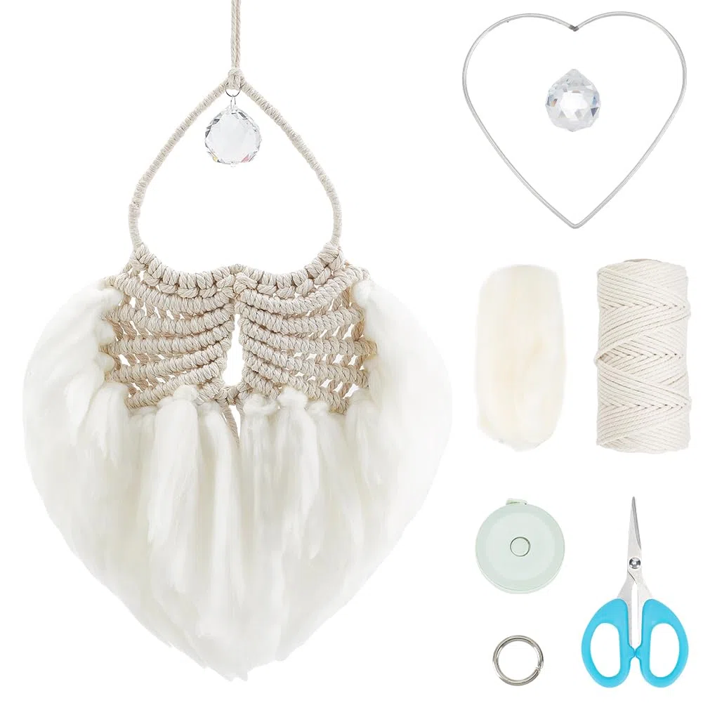 FREEBLOSS Kit fai da te macramè con ali d'angelo, macramè, decorazione da parete, macramè, kit macramè per principianti