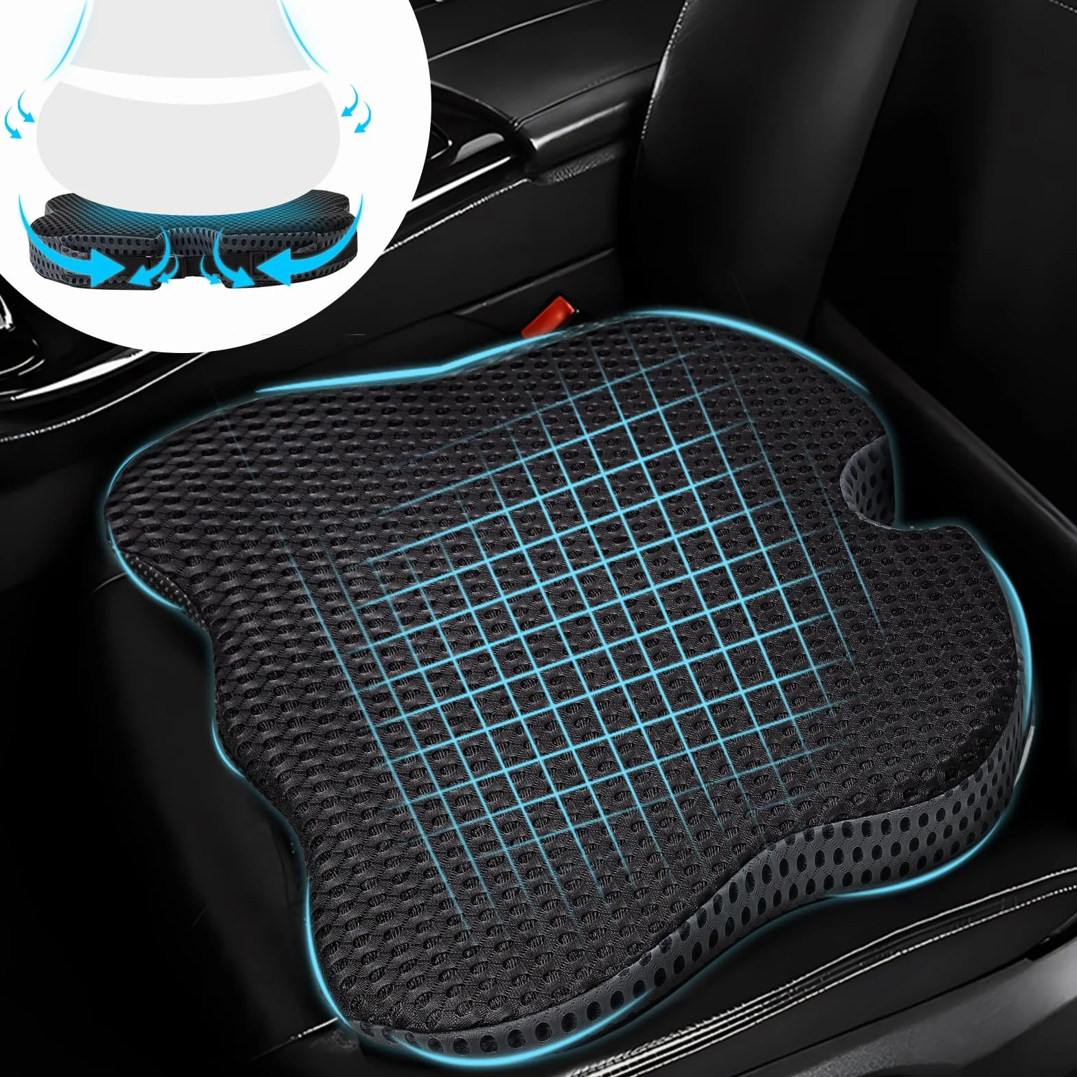 Cuscino per Sedia Auto, Cuscino a Cuneo Cuscino per Sedile in Memory Foam per Auto Cuscino Per Auto Per Sedile Del Conducente Auto Sedia Da Ufficio Sedie A Rotelle