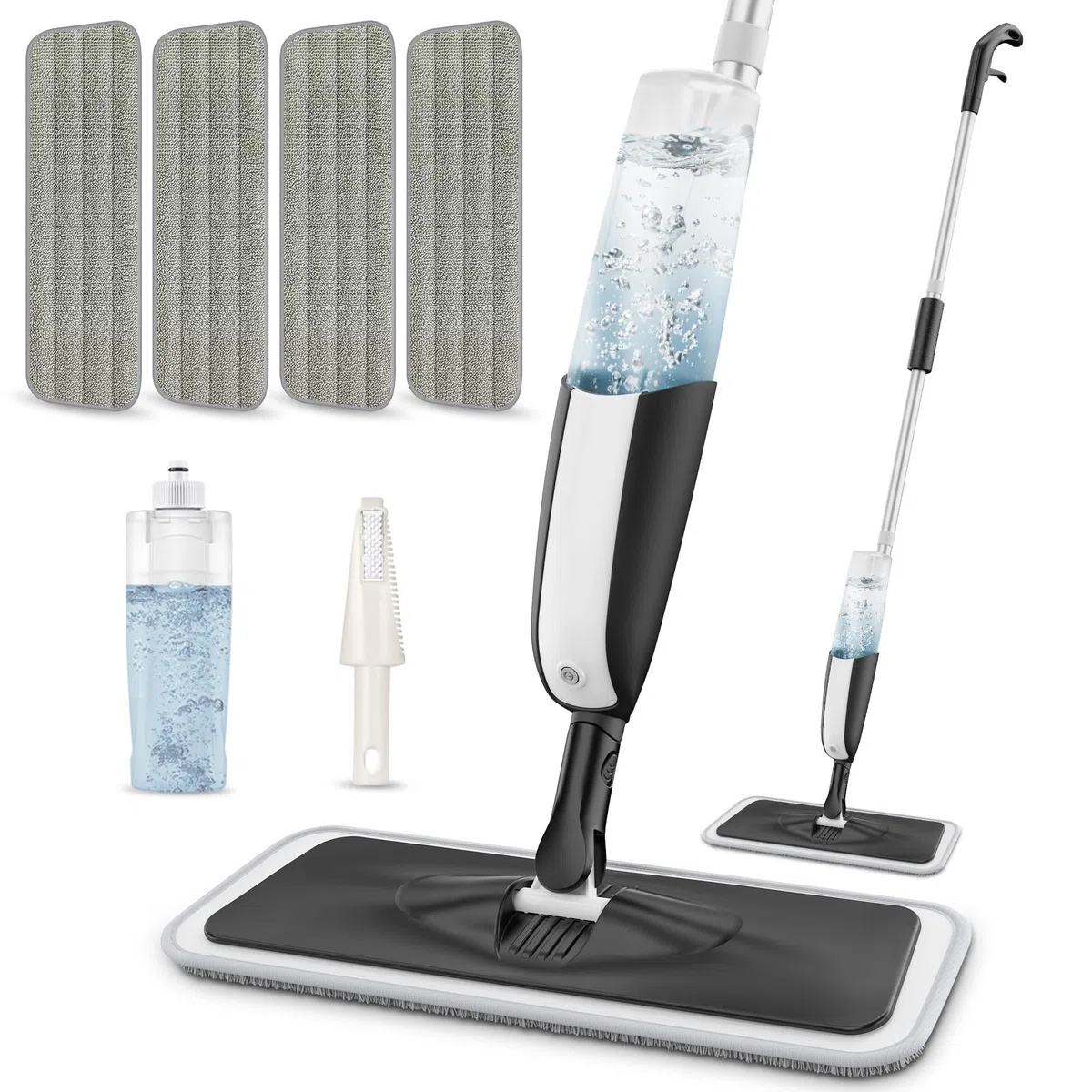 MANGOTIME Scopa Lavapavimenti a Spruzzo Mocio Lavapavimenti Scopa Lavapavimento Spray Mop Lavapavimenti Microfibra Mop Pavimenti Professionale con 4 Pad Lavabili e 1 flacone Ricaricabile