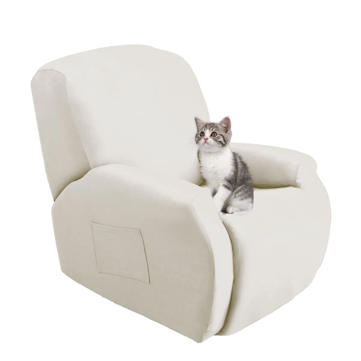 Jaotto Copripoltrona Relax Reclinabile,Fodere Copripoltrona 1 Posto Universale,Moderne Copripoltrona Relax Reclinabile con Tasche Lavabile,Coperture per Divano da Massaggio,Beige