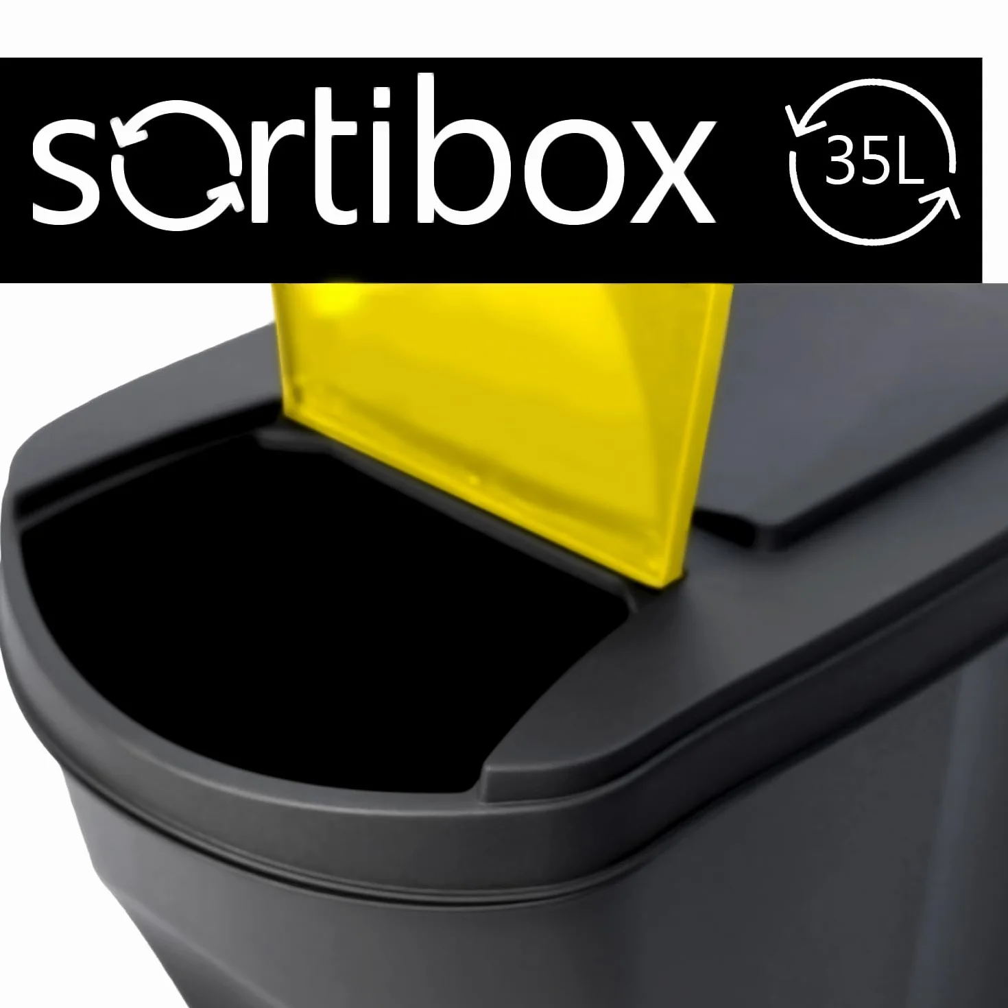 IMJ-Global - Bidoni Differenziata da Interno, Set Cestini Spazzatura Differenziata Impilabili (4x35L) Pattumiera Comoda per Contenere Umido-Vetro-Plastica-Cartone, Kit Raccolta Differenziata Interno