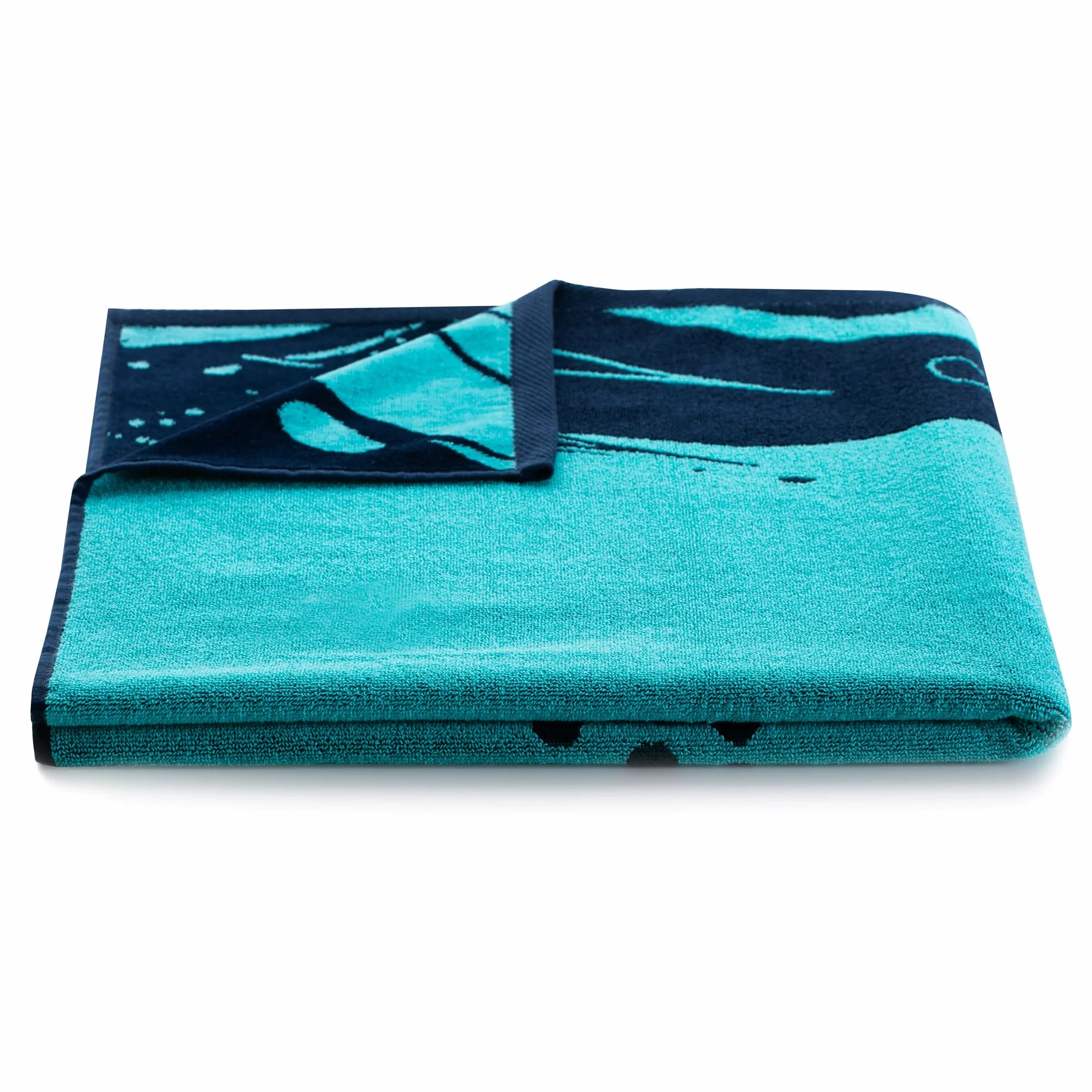 Telo mare grande 90x180 cm Telo mare 100% cotone spugna velour, morbido e assorbente, facile da lavare, asciugatura rapida blu scuro, blu acquamarina e bianco, Tartaruga