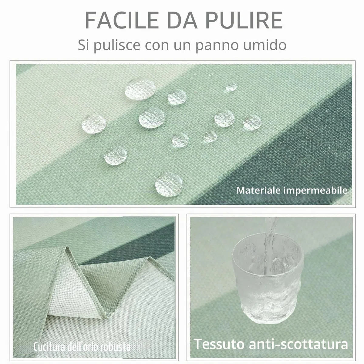 Tovaglia Righe Moderna 240x140 Tovaglia Rettangolare Verde Lino Vintage Tavolo da Giardino per Esterni Copritavolo da Cucina Resistente alle Intemperie per Primavera Autunno Compleanno