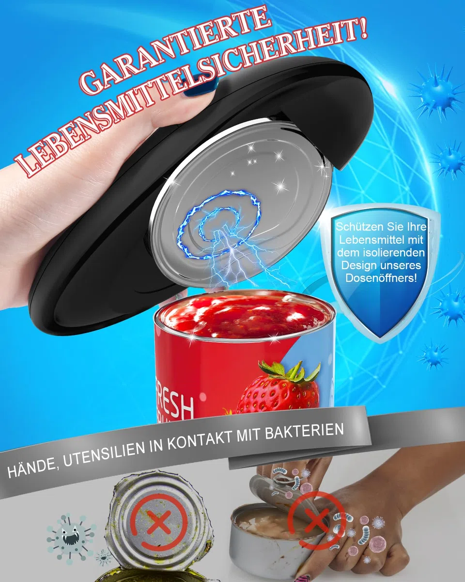 Apriscatole, Apriscatole Professionale, Dacile da Aprire Lattine di Qualsiasi Dimensione, Apriscatole Elettrico per Mani Deboli, Malati di Artrite e Anziani, Apriscatole Utensili da Cucina