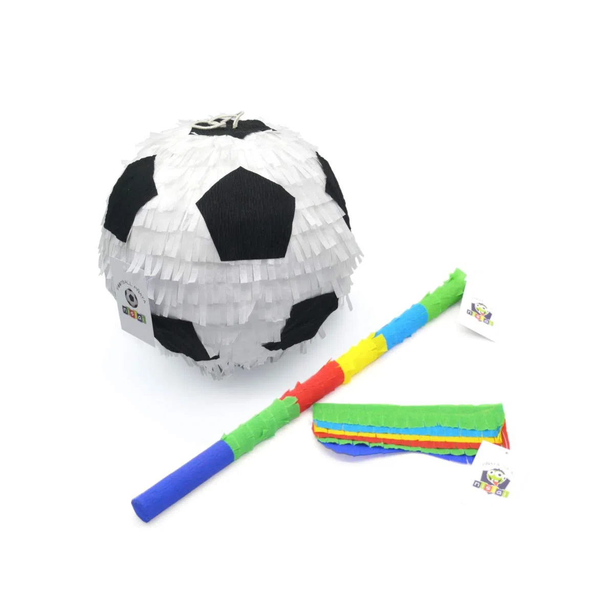 Piñata Calcio pentolaccia Set | Compleanno piñata | Festa di Calcio d'addio | Matrimoni | Addio al Nubilato | Progettazione 3D | compreso Bastone e Maschera | Dimensioni ca. 25x25x25 cm