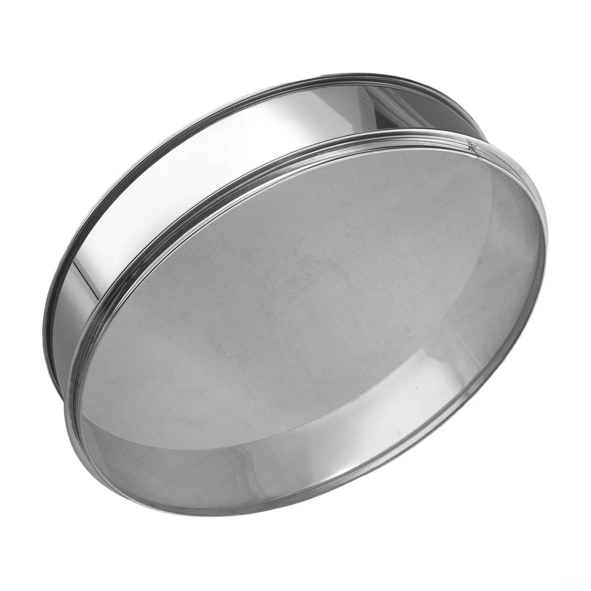 Setaccio per farina in acciaio inox, 40 cm, da cucina, a maglia fine, rotondo, grande capacità, facile da pulire, per cuocere torte, pasta e zucchero, filtraggio