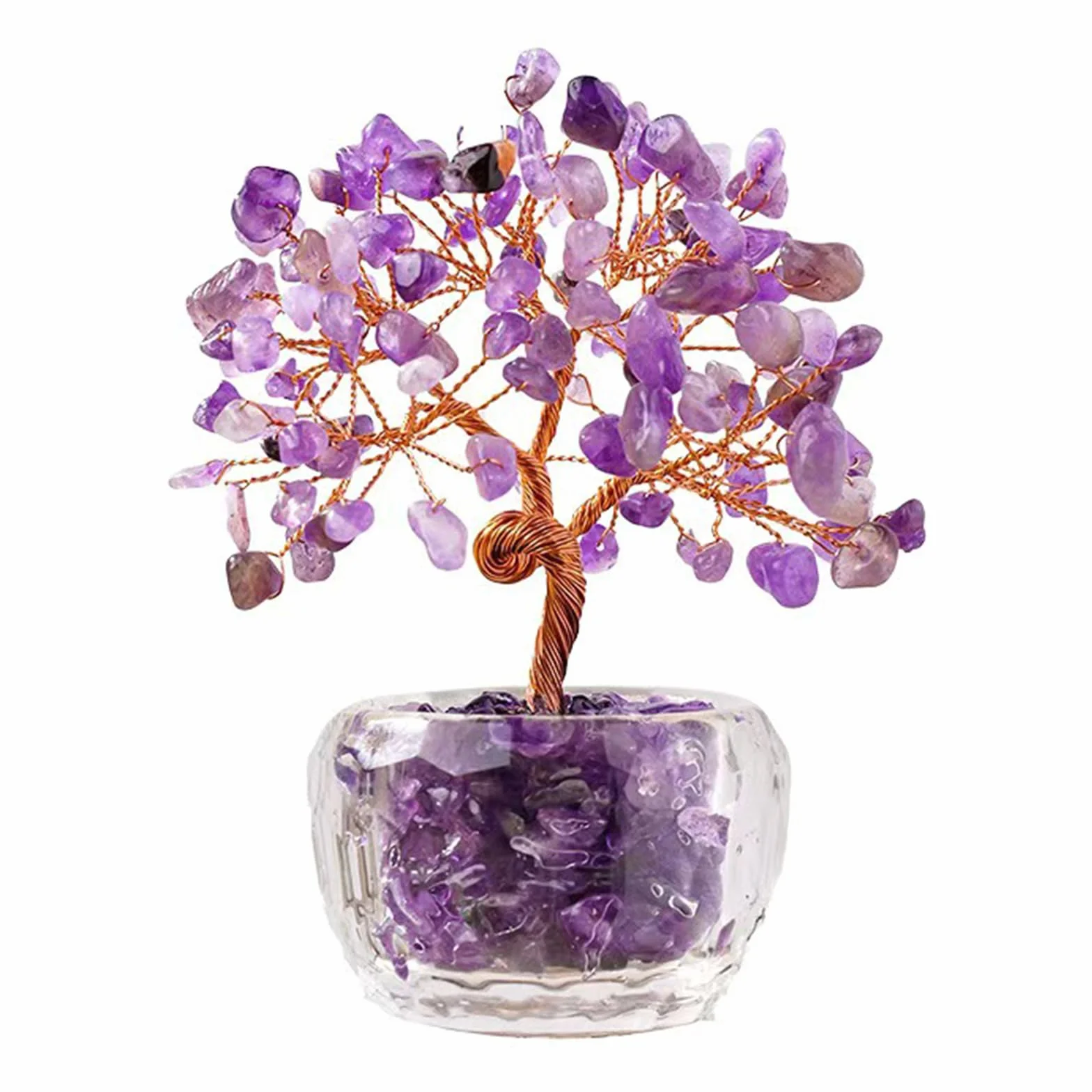 Albero della Vita in Ametista - Albero dei Soldi in Pietra Naturale, Decorazione Feng Shui Casa Ufficio, Regalo Spirituale Donna