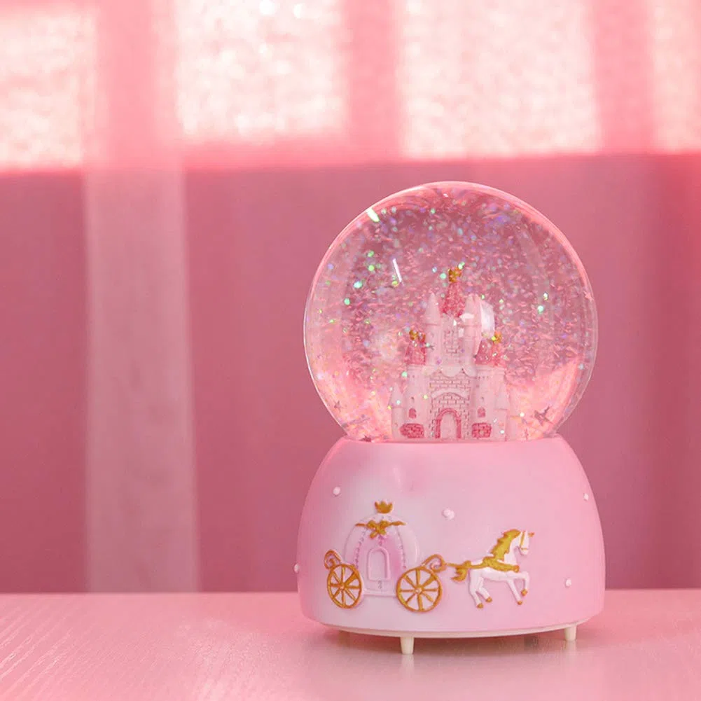 Globo musicale con neve musicale con sfera di cristallo con luci LED glitterate colorate nevicata palla di neve per bambini ragazze nipote compleanno Natale Capodanno festa regalo musicale