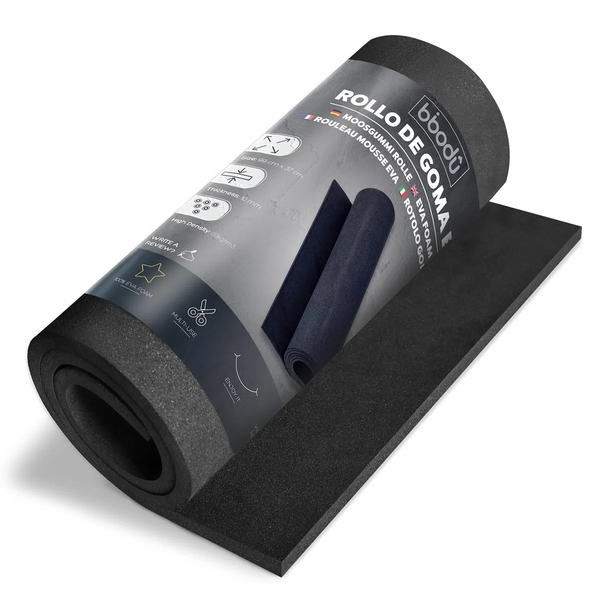 Rotolo di Gomma Eva Nera 10mm di Spessore | Dimensioni Fogli 99cm x 37cm, Densità 80 kg/m3 | Eva Foam Nero per Creazioni DIY, Foam Cosplay, Halloween | Adatto Bambini e Bambine