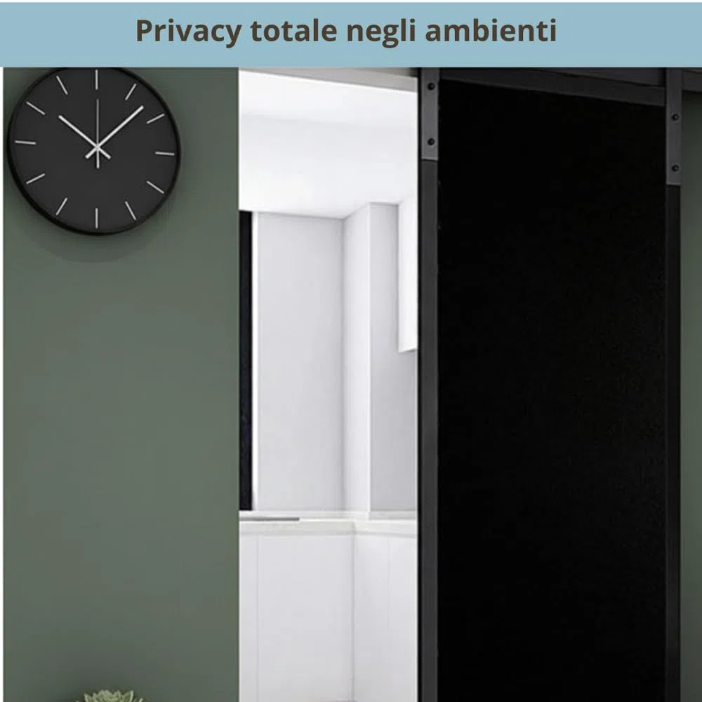 Pellicola Privacy Vetro Oscurante totale MISURE GRANDI (NERO, 60 X 200 CM) Finestre Box Doccia decorativa Antisguardo Riutilizzabile Elettrostatica