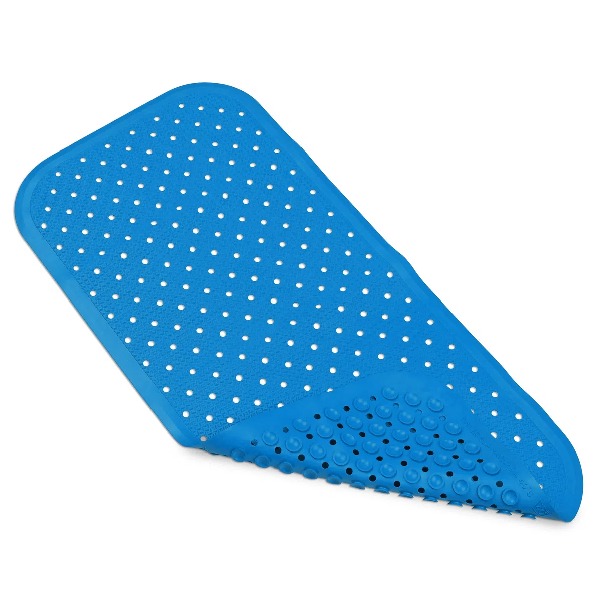 Tappetino antiscivolo per vasca da bagno, 76 x 34 cm, in gomma naturale FSC, 100% BPA + PVC, colore: blu petrolio
