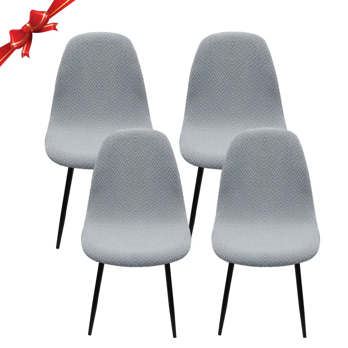 Jaotto Coprisedia Elasticizzati con Schienale 4 Pezzi,Fodere Coprisedia con Schienale Tondo Sala da Pranzo Jacquard Diagonale,Coprisedia Ufficio Universali Lavabili,Vestisedia per Casa Cucina,