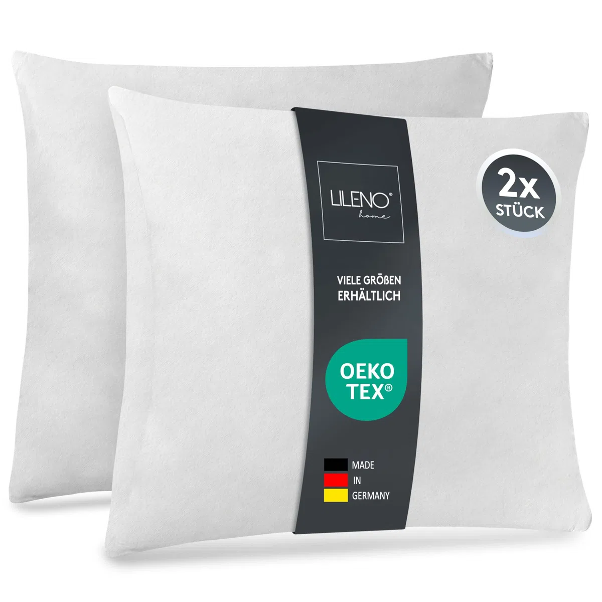 LILENO HOME Set di 2 cuscini da 50 x 60 cm, lavabili a 40 °C, adatti per chi soffre di allergie, in poliestere, come cuscino da divano, cuscino da cocktail e cuscino