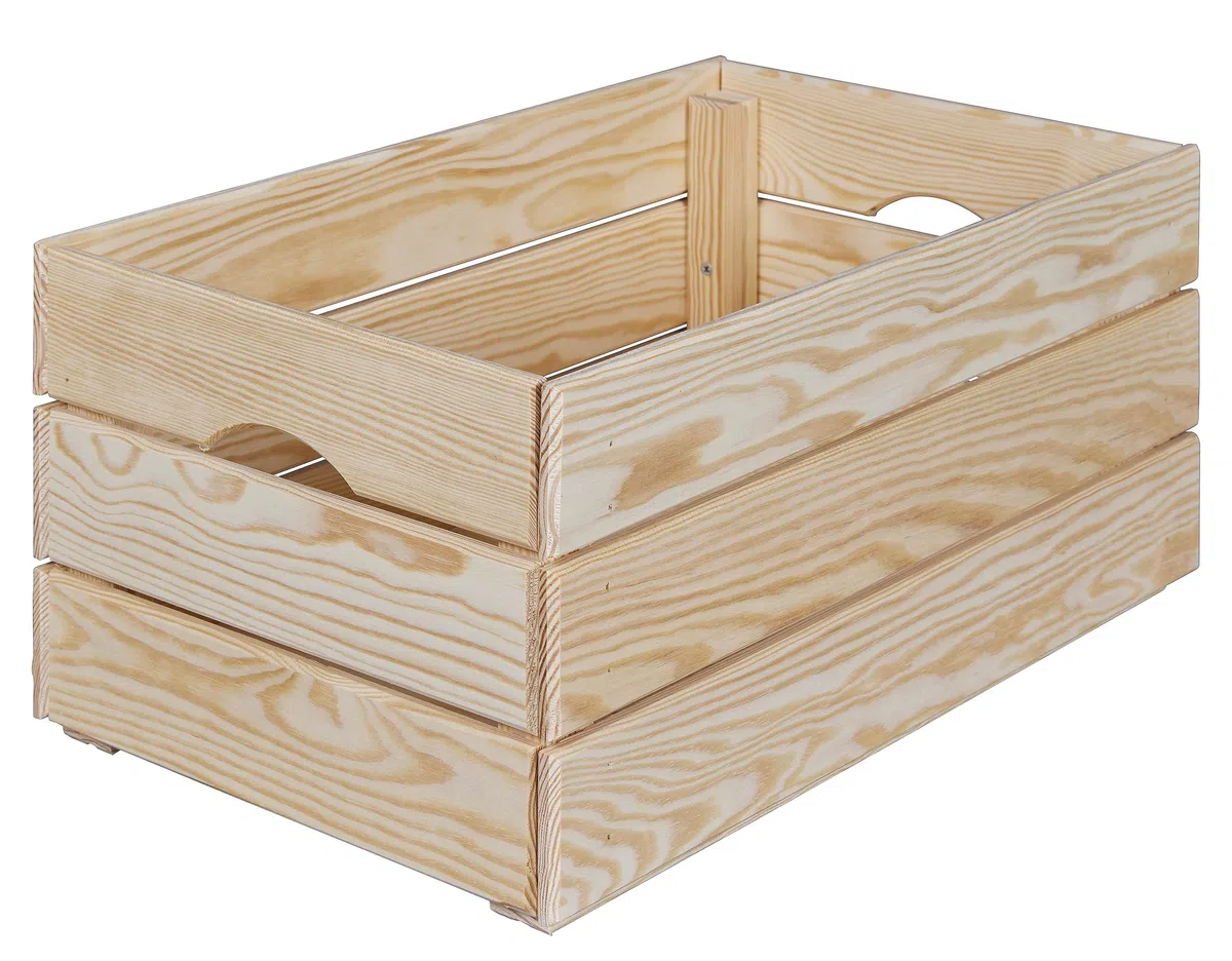Inter Link - Scatola in legno impilabile – Contenitore massiccio per frutta, verdura, vino, giardino, bagno, sala giochi – Salvaspazio pratico – 51 x 31,5 x 23 cm Valloni M