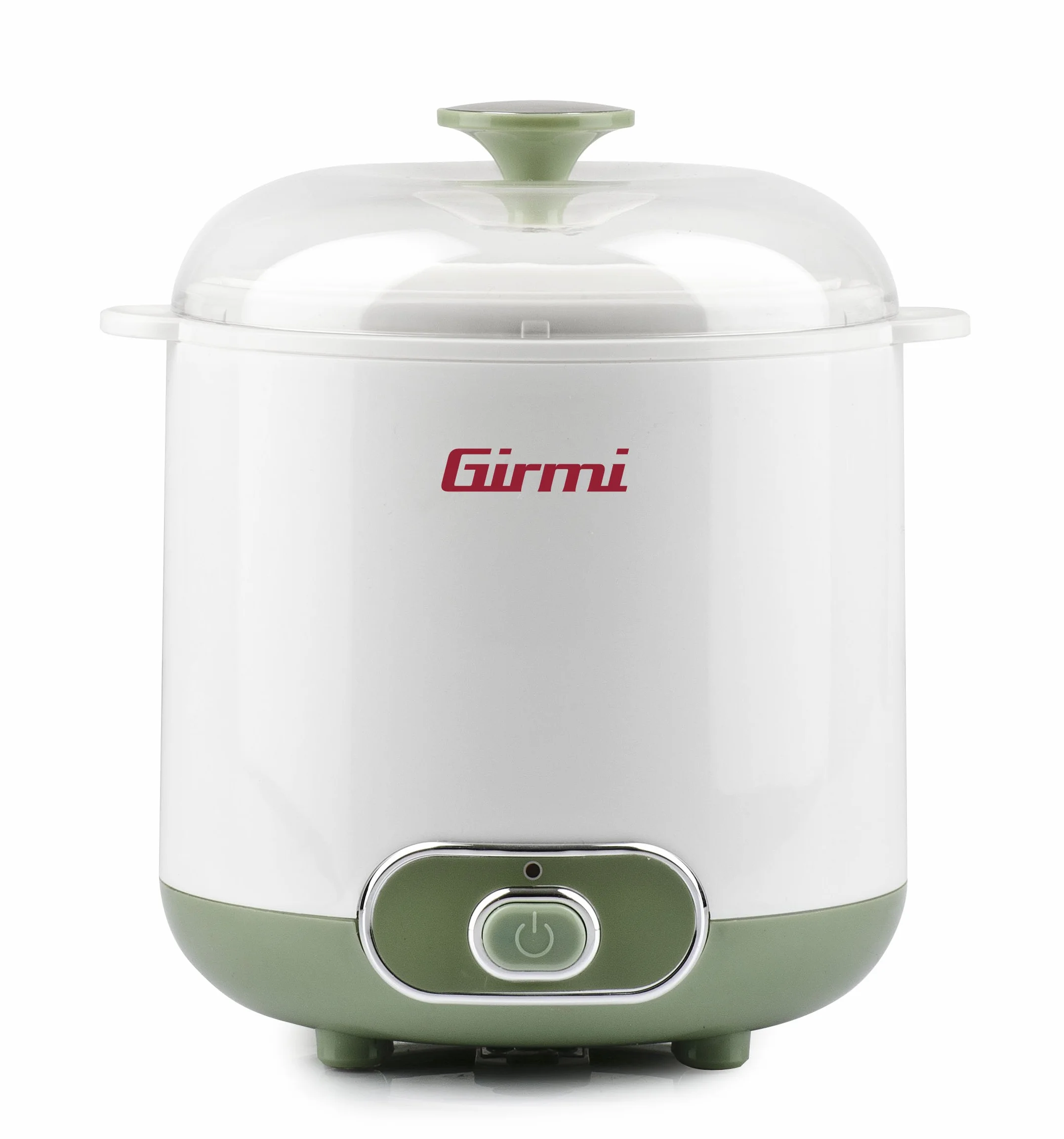 Girmi YG02, Yogurtiera Elettrica con Accessori per Yogurt Greco, Capacità Totale 1,5 litri, 2 Contenitori per utilizzo continuo, Coperchio trasparente con maniglia, Bianco/Verde