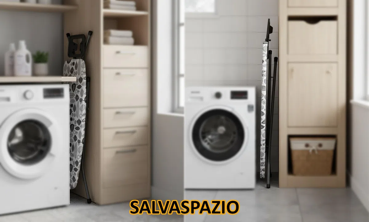 Asse da Stiro 33x110 cm - In Acciaio con Leva Pieghevole, Salvaspazio con Poggiaferro Integrato, Piedi Antiscivolo, Regolabile (Pois ASS-144)