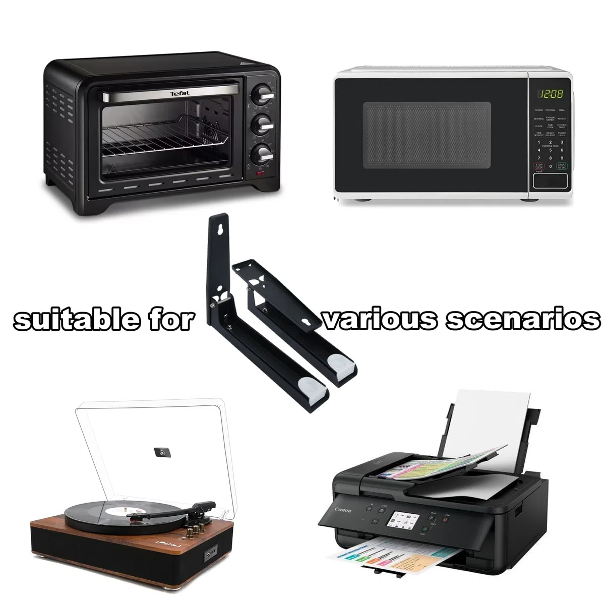 2 Pezzi Staffe per Microonde a Muro Supporto per Forno a Microonde da Parete Supporto per Mensola Microonde Pieghevole per Forno a Microonde Staffa Forno Microonde Regolabile Telescopici Nero