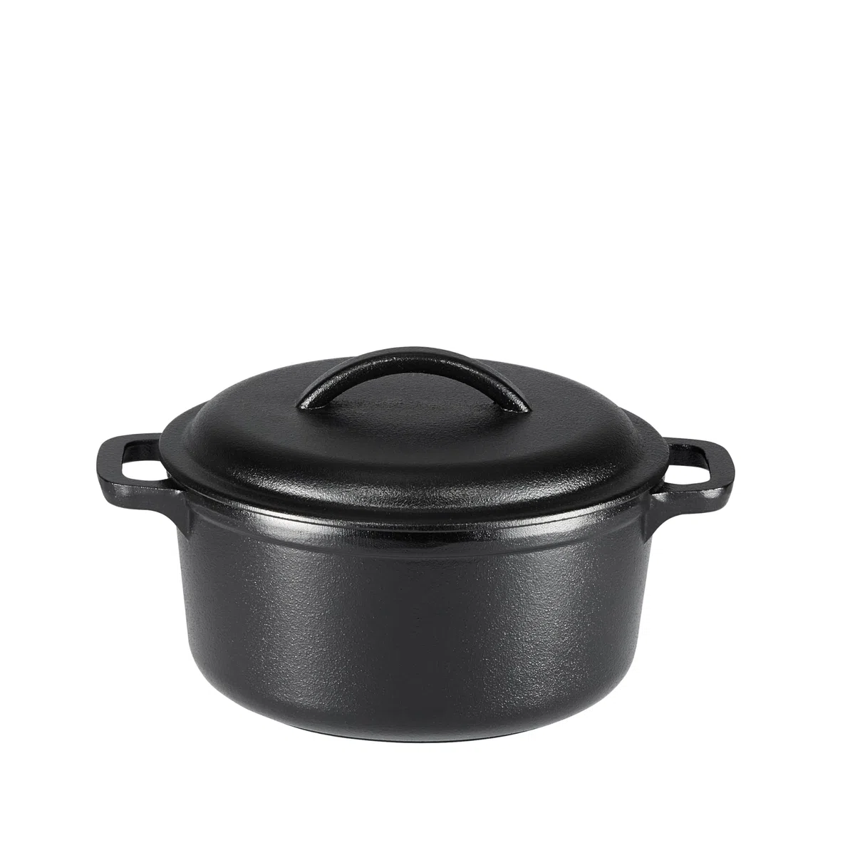 Amazon Basics Rotondo Casseruola in ghisa pretrattata con doppi manici, 1,89 l, Nero