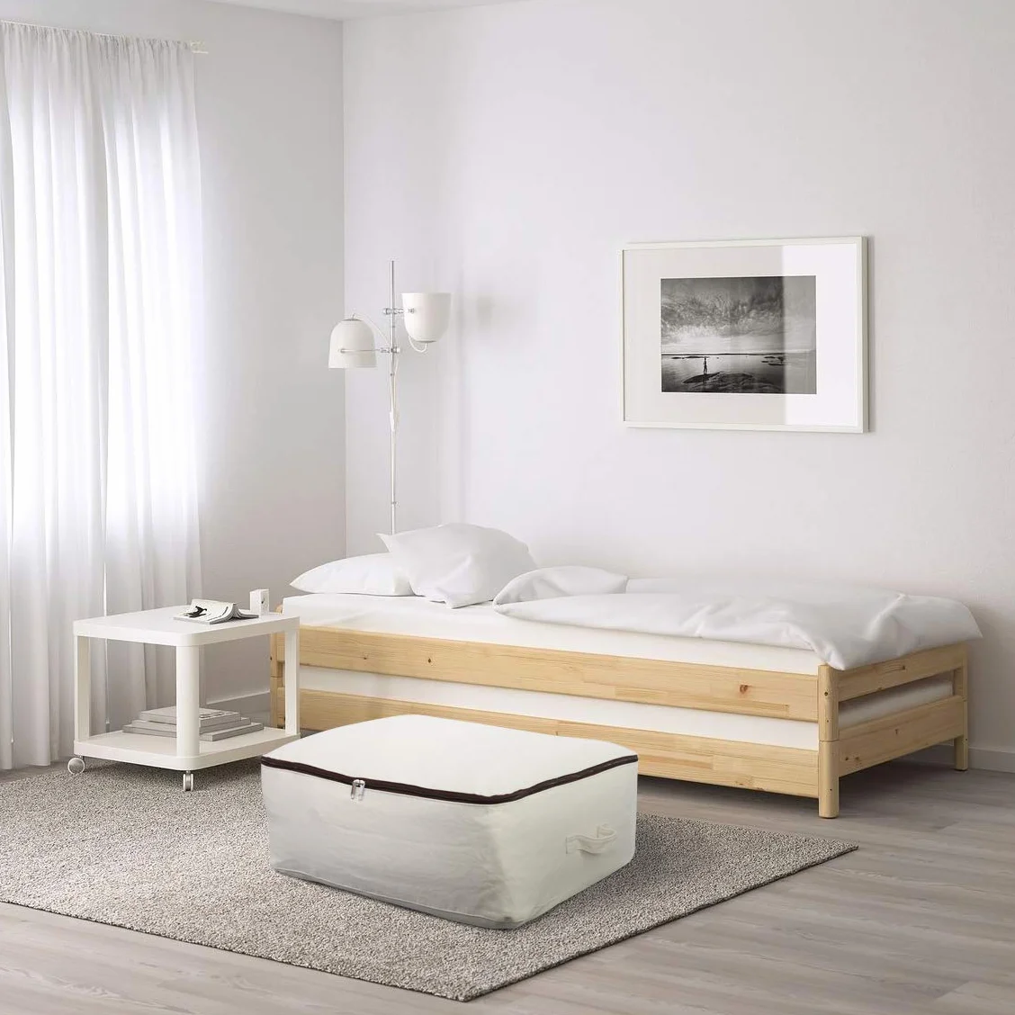 Borsa portaoggetti in tela di cotone traspirante morbida e resistente, 2 pezzi, organizer per armadio per biancheria da letto, trapunte, cuscini, coperte, vestiti, 65 * 47 * 22 cm, beige