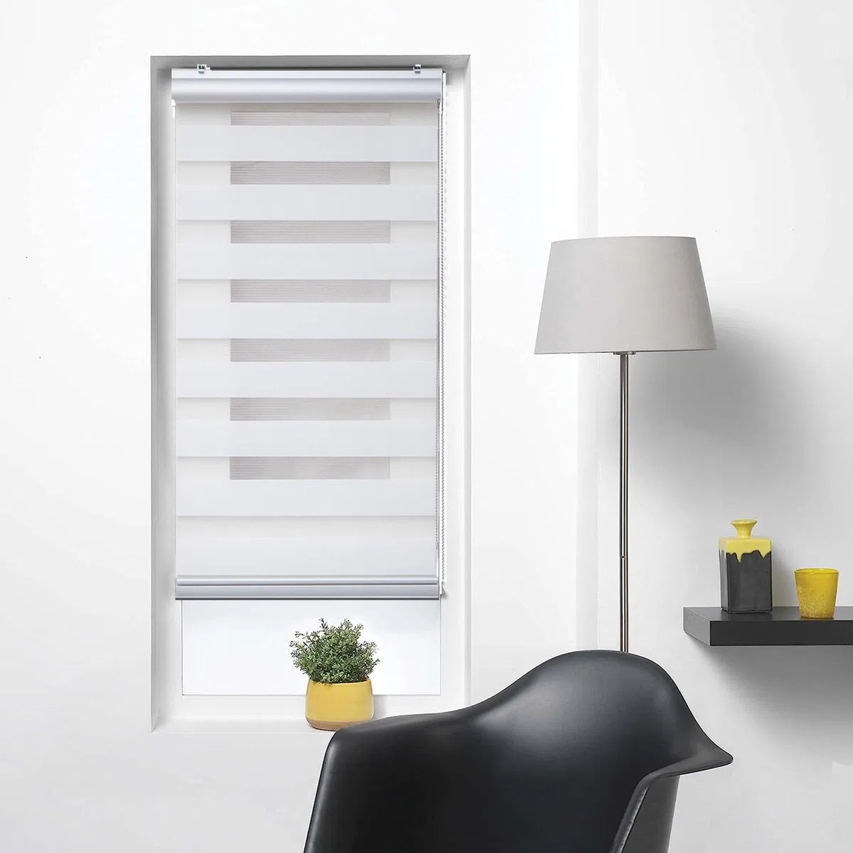 Tende Veneziane 70 x 200 cm per proteggere dalla luce e caldo Tende Orizzontali Interni con catena regolabile per Ufficio, Studio, Cucina, Bianco