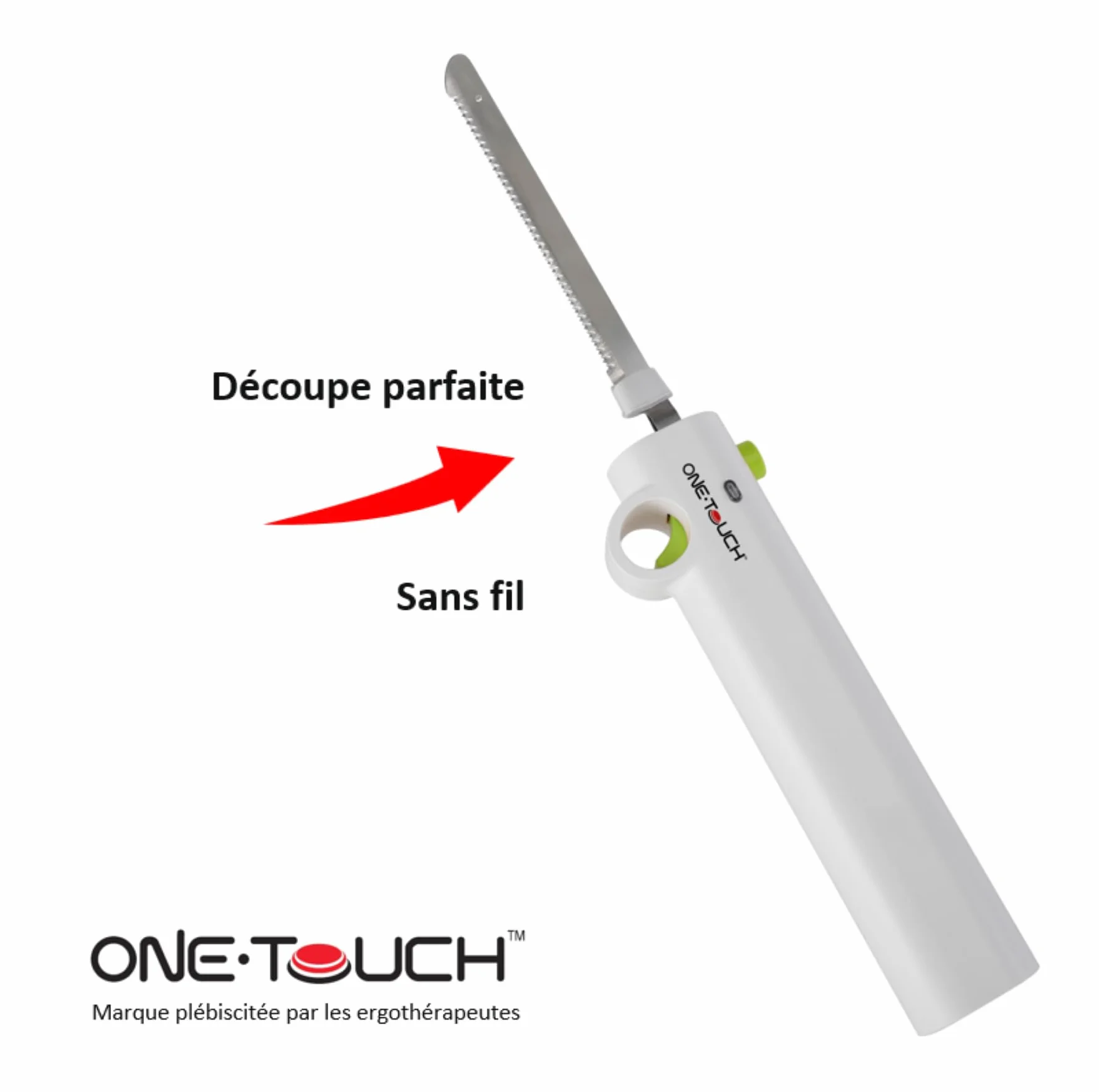ONE TOUCH KC 157 - Coltello elettrico senza fili – Libertà totale – leggero, maneggevole, potente, per tagli precisi senza sforzo – perfetto per anziani o con problemi di presa