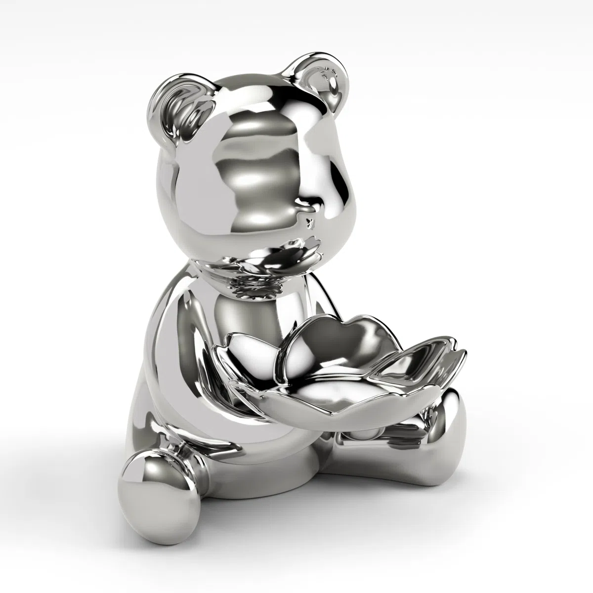 Giulia Grillo Orsetto svuotatasche - Home Decor, Idee Regalo, Soprammobili Moderni, Decorazione Casa, Bomboniere Matrimonio (Silver, 20cm)