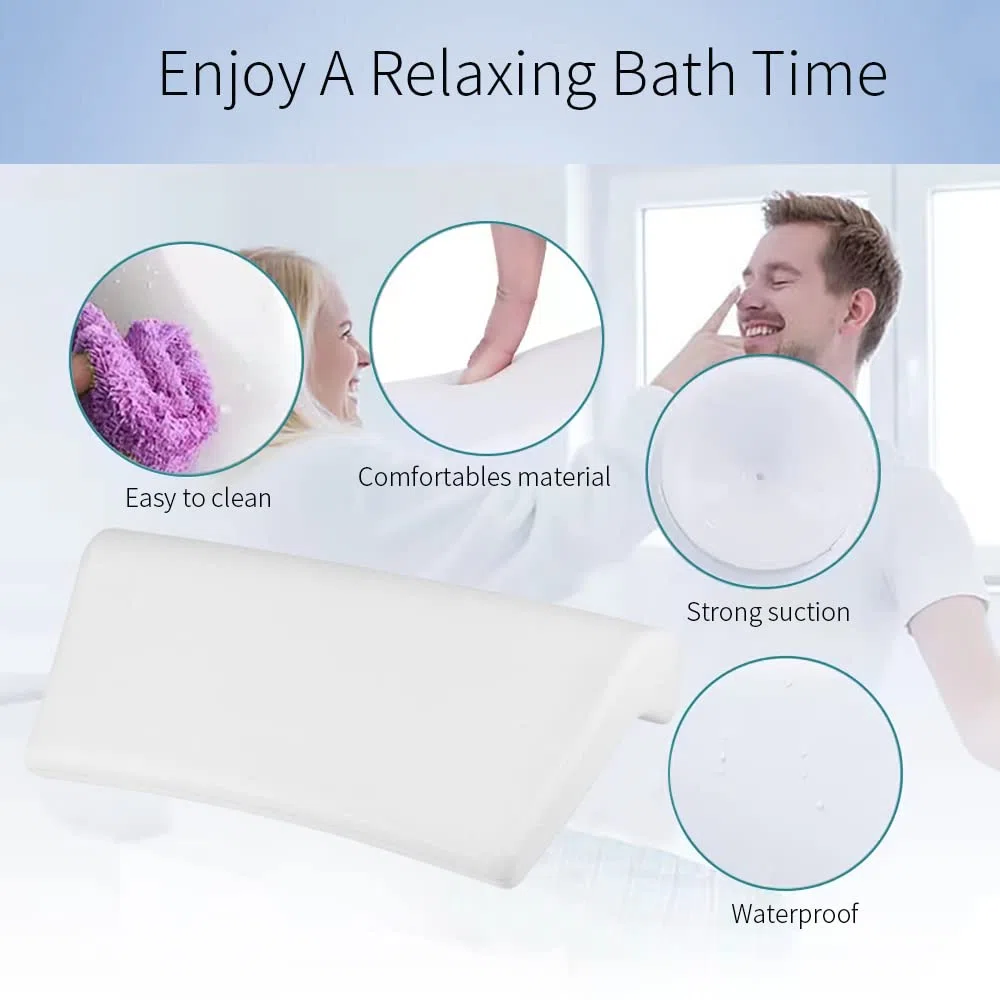 Lonkenn Cuscino da Bagno, Spa Bath Pillow, Cuscino di Vasca da Bagno con Antiscivolo Ventose, Impermeabile Cuscino per Collo Testa Vasca da Bagno,Poggiatesta Ergonomico per Tutti i Tipi di Vasca e Spa