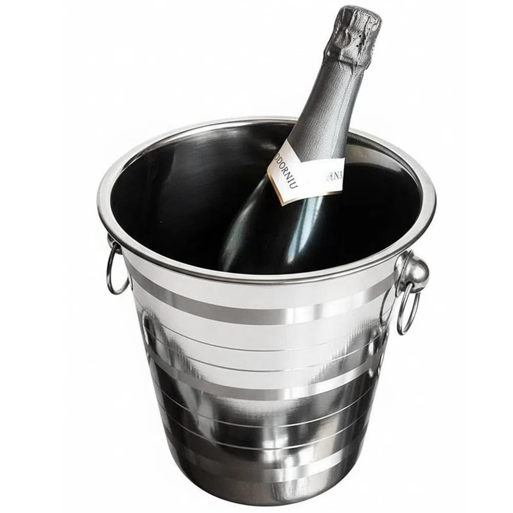 Secchiello Ghiaccio per Vino e Champagne - Portaghiaccio e Cestello Ghiaccio per Bottiglie - Porta Secchiello Ghiaccio da Tavolo