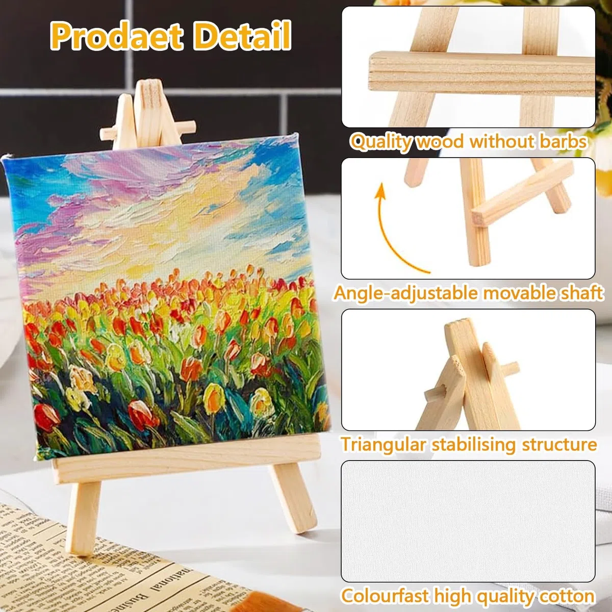 Set di 60 mini cavalletto con tela, set di cornici triangolari, decorazione in legno, accessori da pittura fai da te per principianti e hobby