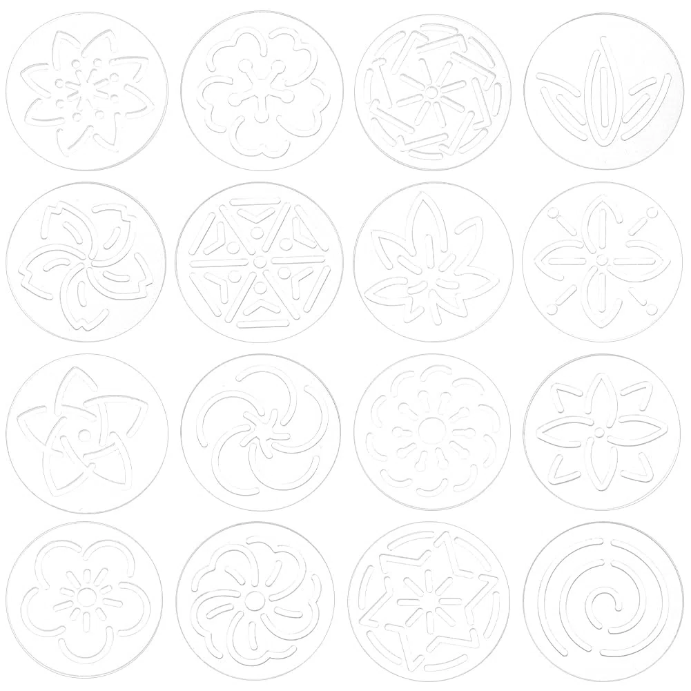 BENECREAT 16 pz. Stencil Sashiko in Acrilico, Strumento per Ricamo in Acrilico con Fiori Rotondi da 6cm, Modello di Linea di Disegno per Trapuntatura A Mano e Ricamo, 3mm di Spessore