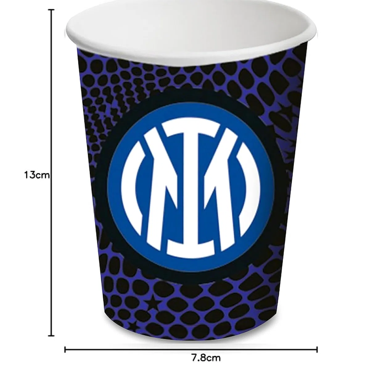 8 Bicchieri Neroazzuri in Carta, Stoviglie Addobbi da Tavola per Party a Tema Celebrazione Festa Compleanno Squadra Calcio Tifosi Decorazioni Nerazzurro - 266 ml