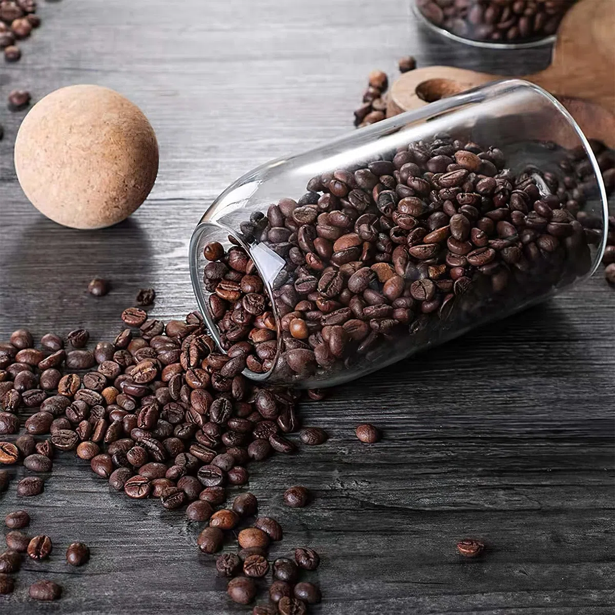 Barattoli di vetro ermetico borosilicato, con tappo in sughero, per spezie, zucchero, caffè, biscotti, caramelle (550 ml/19oz)